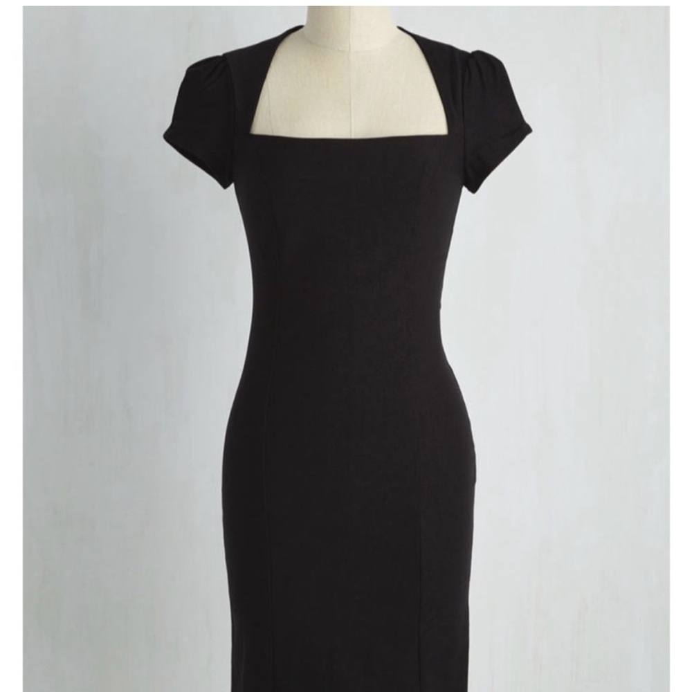 ModCloth Lovely Day Little Black Dress LBD, Vintage Retro Square Neck